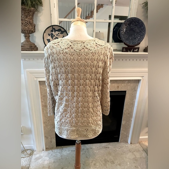 Chico's Creamy Gold Metallic Cardigan Sweater - Picture 8 of 8